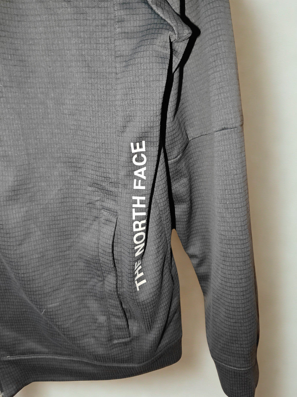 The North Face Black &amp; Grey Grid Hoodie Jacket Men's Medium Technical Full Zip