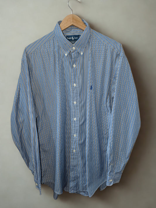Ralph Lauren Classic Fit Men’s Striped Button-Down Shirt Blue/White Size 17 XL
