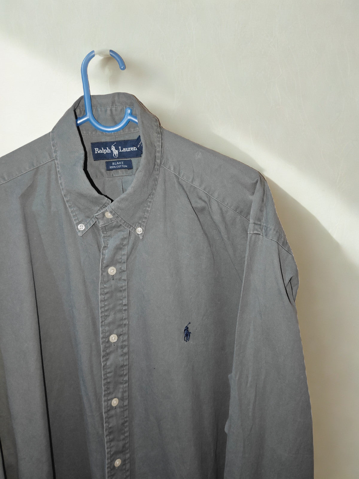 Ralph Lauren Blake Button Down Shirt Gray Long Sleeve 100% Cotton Size XL