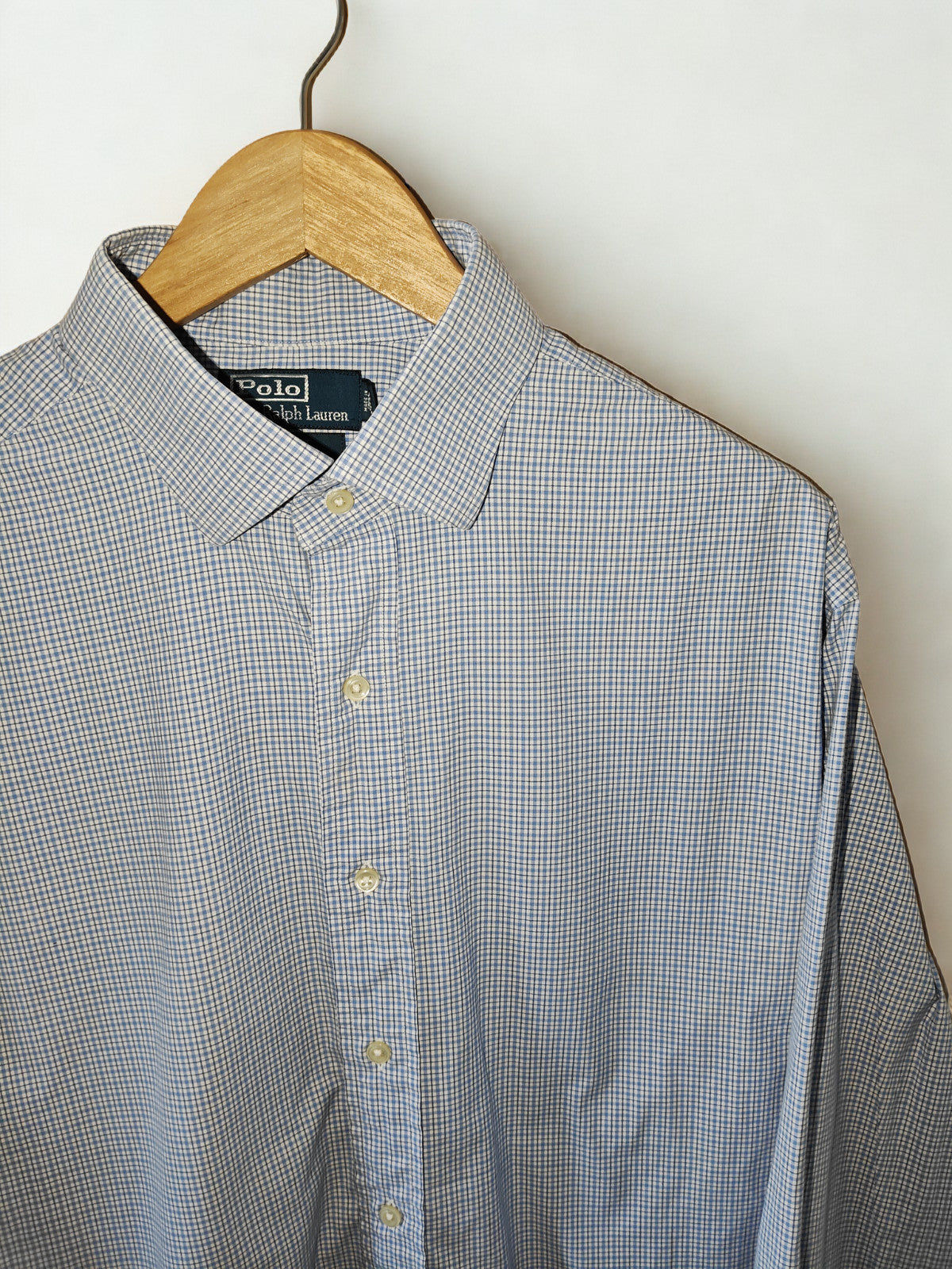 Polo Ralph Lauren Men’s Classic Fit Blue Micro-Check Shirt Size 16.5 (Approx