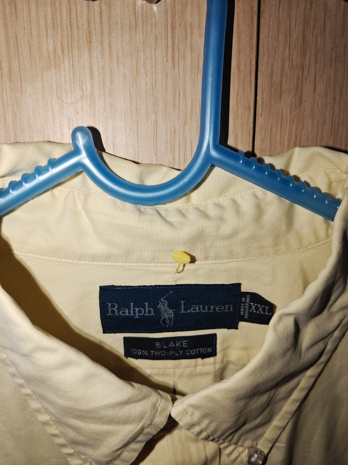 Ralph Lauren Blake Men’s XXL Yellow Button-Down Shirt 100% Cotton Long Sleeve