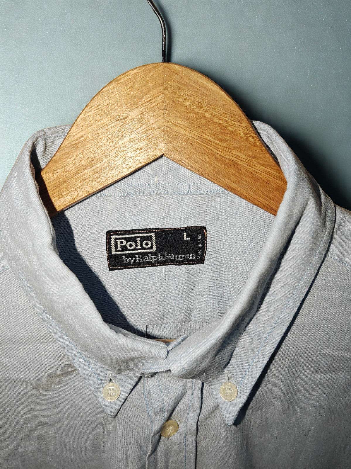 Polo Ralph Lauren Men’s Short Sleeve Button-Down Oxford Shirt Light Blue Size