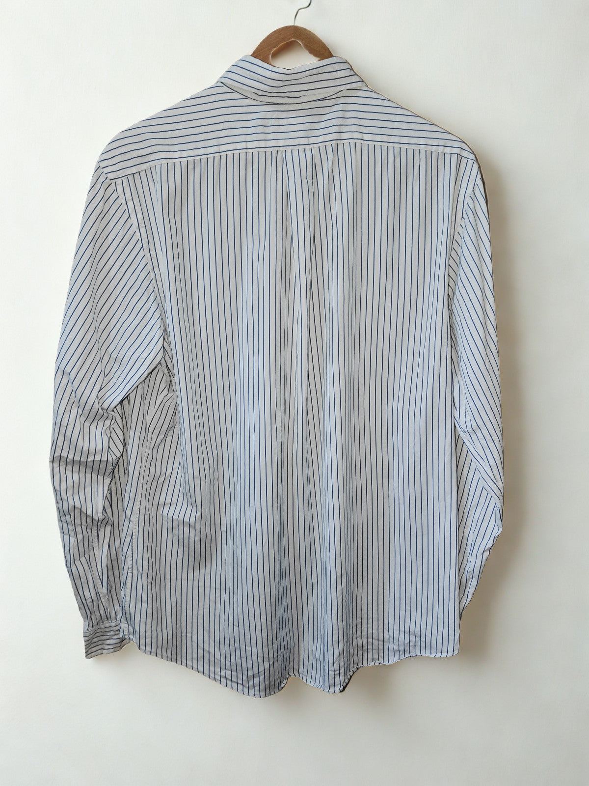 Polo Ralph Lauren Custom Fit Shirt White Blue Stripe L 16.5" Neck / 42