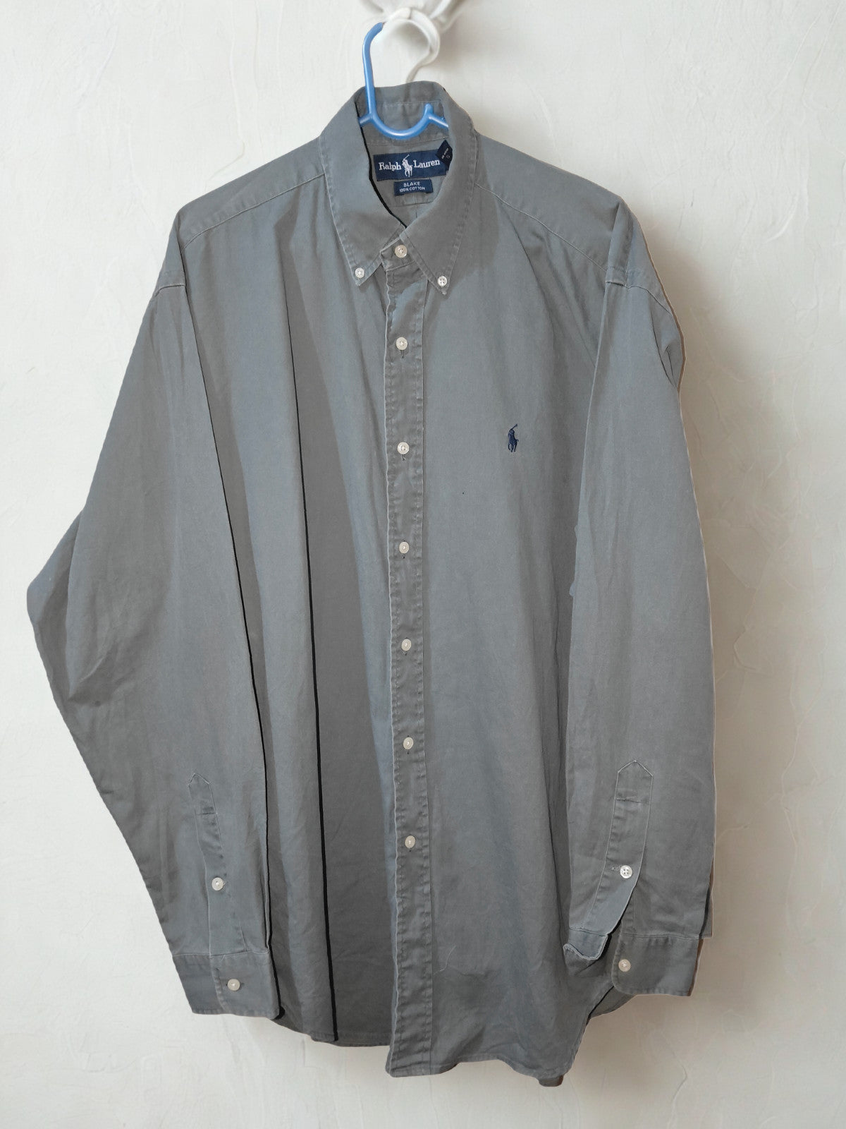 Ralph Lauren Blake Button Down Shirt Gray Long Sleeve 100% Cotton Size XL
