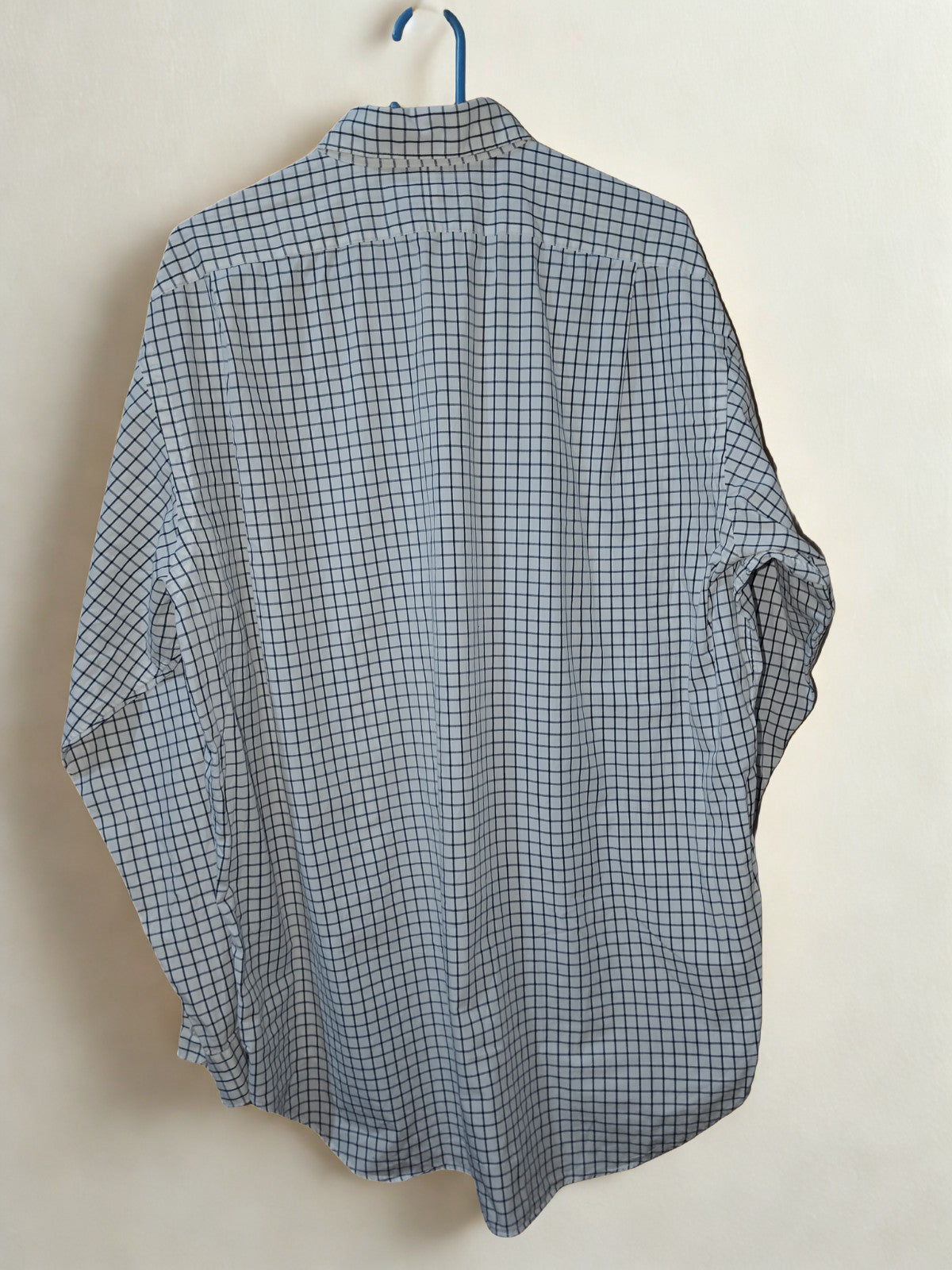 Polo Ralph Lauren Men’s Shirt L Large Marlowe White Navy Windowpane Check