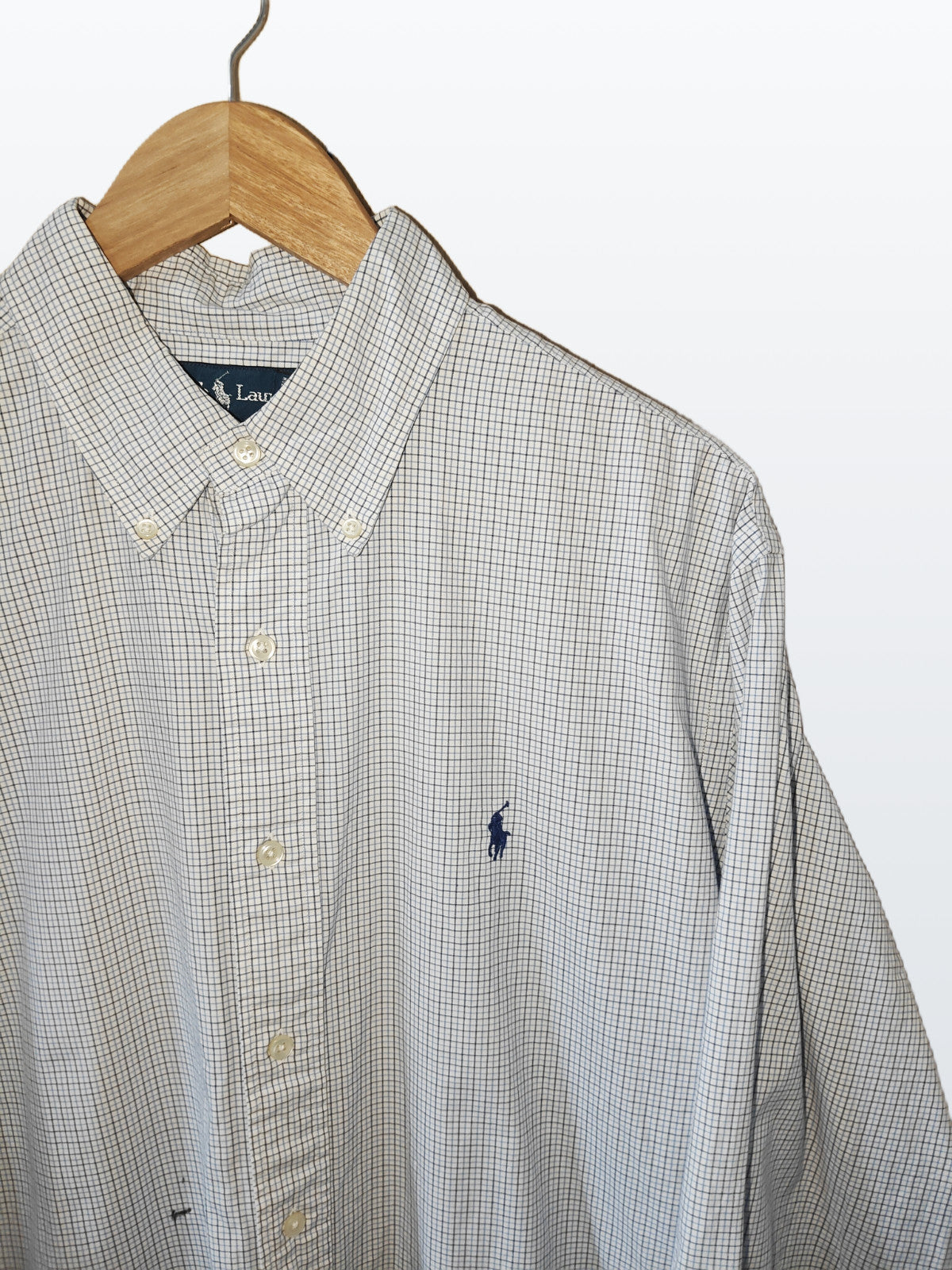 Ralph Lauren Men’s Shirt XL 17.5 Classic Fit Blue Check Long Sleeve