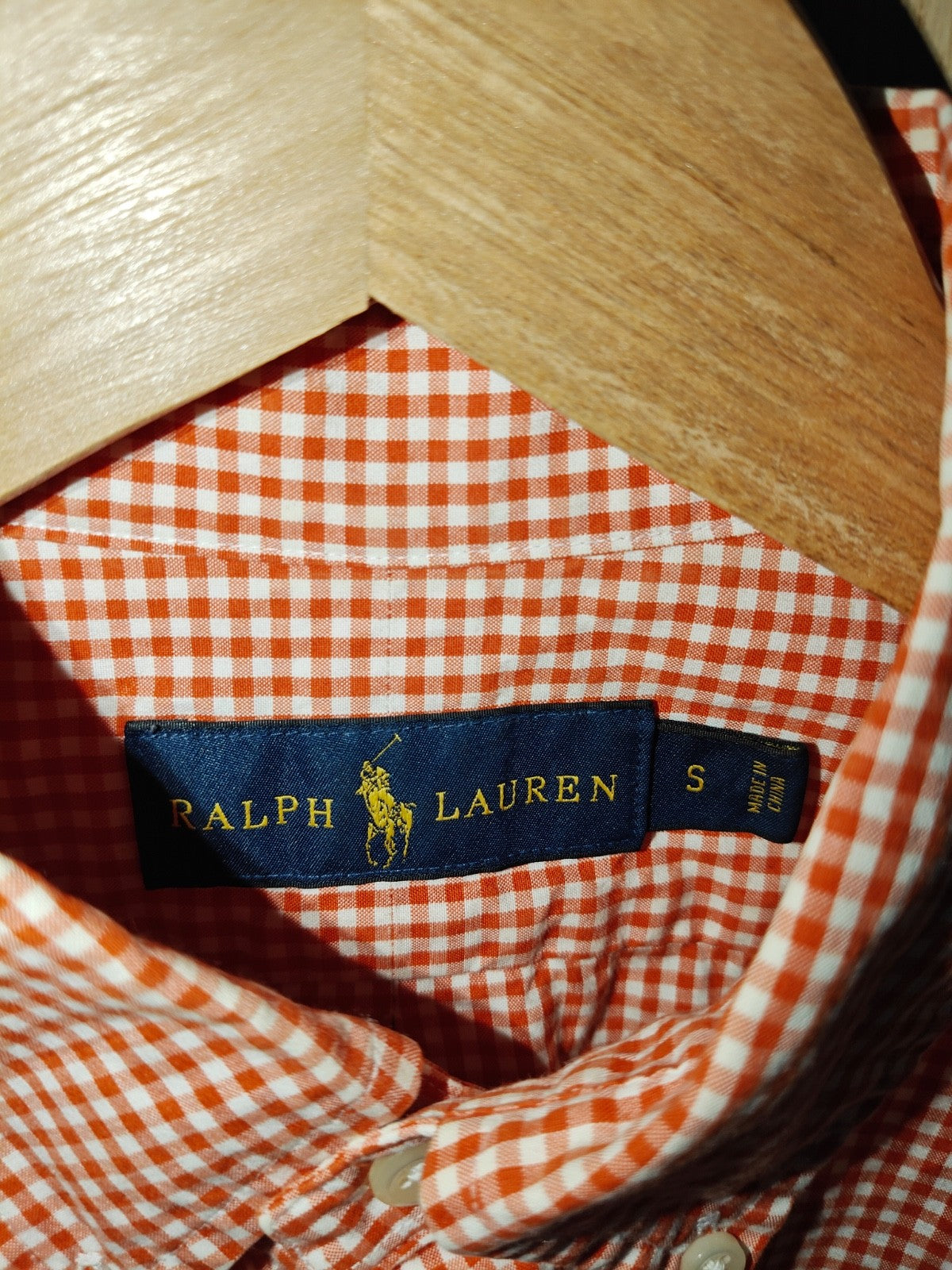 Ralph Lauren Men’s Small Red White Gingham Check Shirt Long Sleeve Cotton