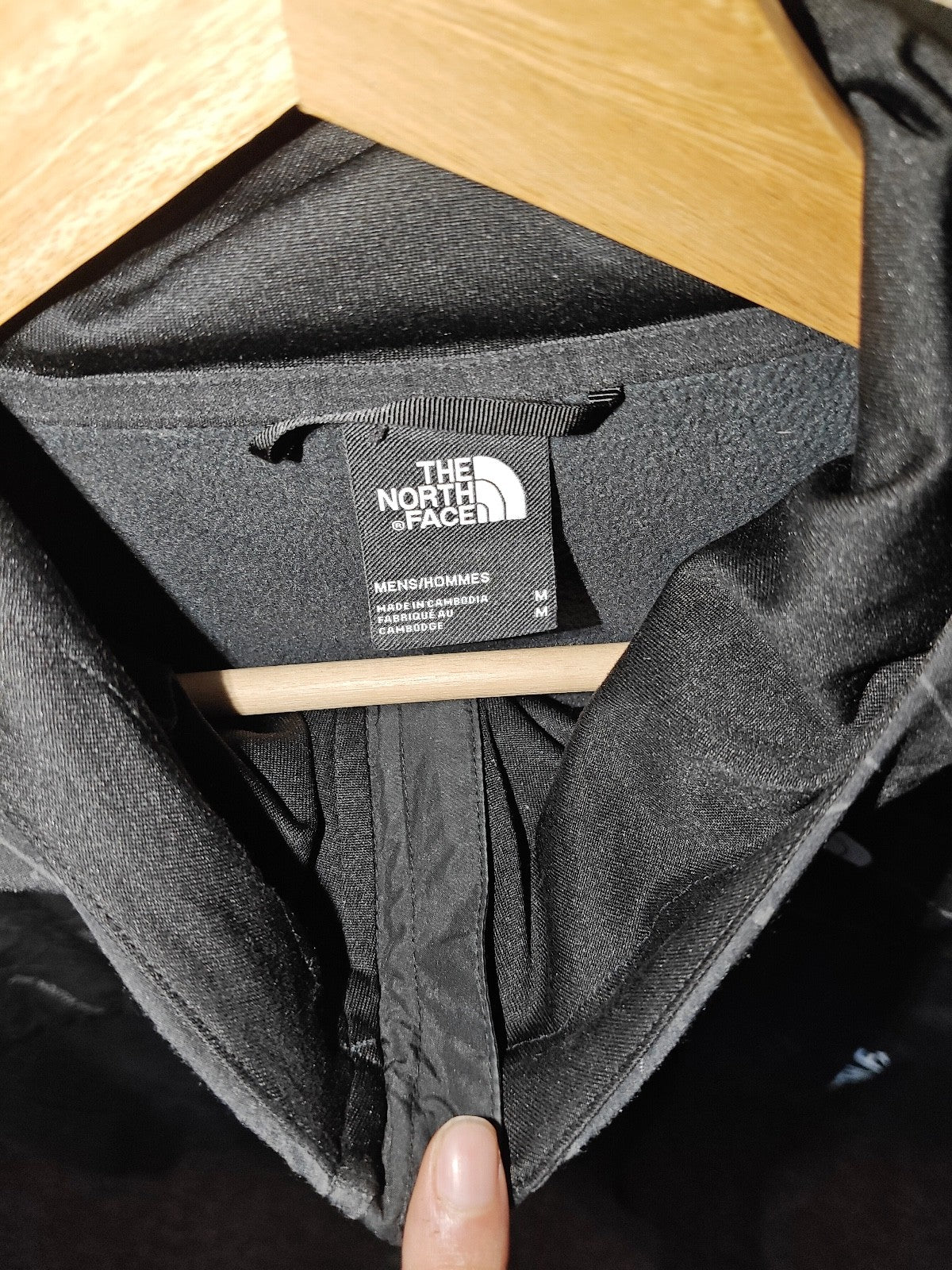The North Face Black &amp; Grey Grid Hoodie Jacket Men's Medium Technical Full Zip