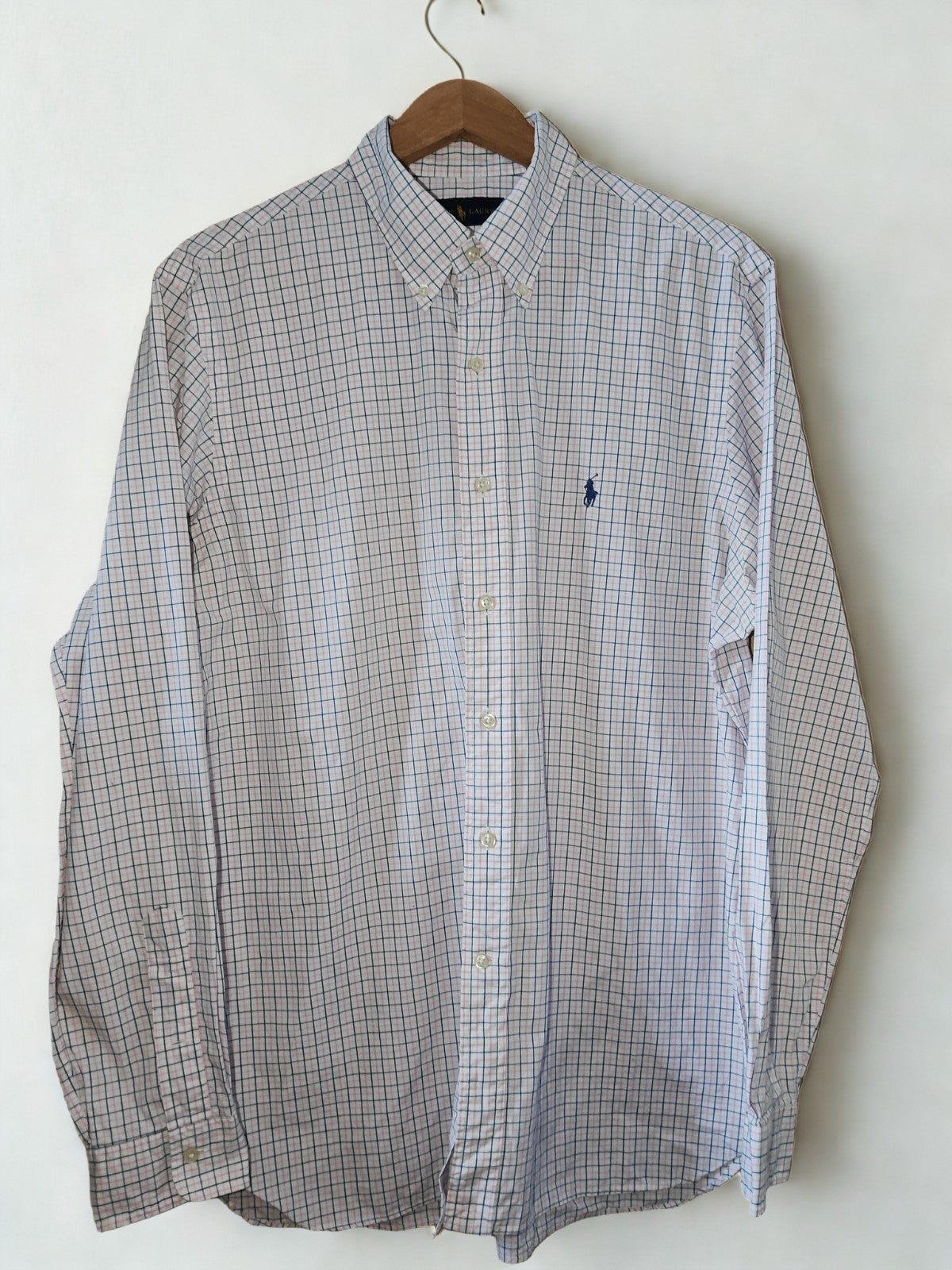 Ralph Lauren Men’s 16.5 / 42 Pink Blue Check Shirt Long Sleeve Button-Down