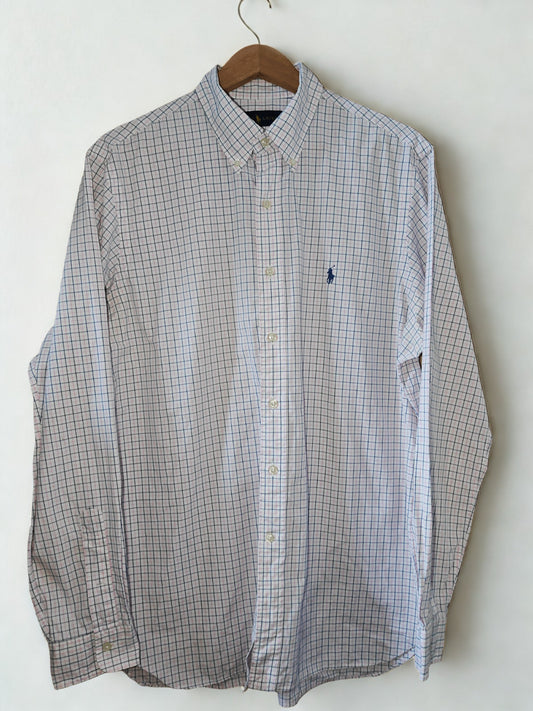 Ralph Lauren Men’s 16.5 / 42 Pink Blue Check Shirt Long Sleeve Button-Down