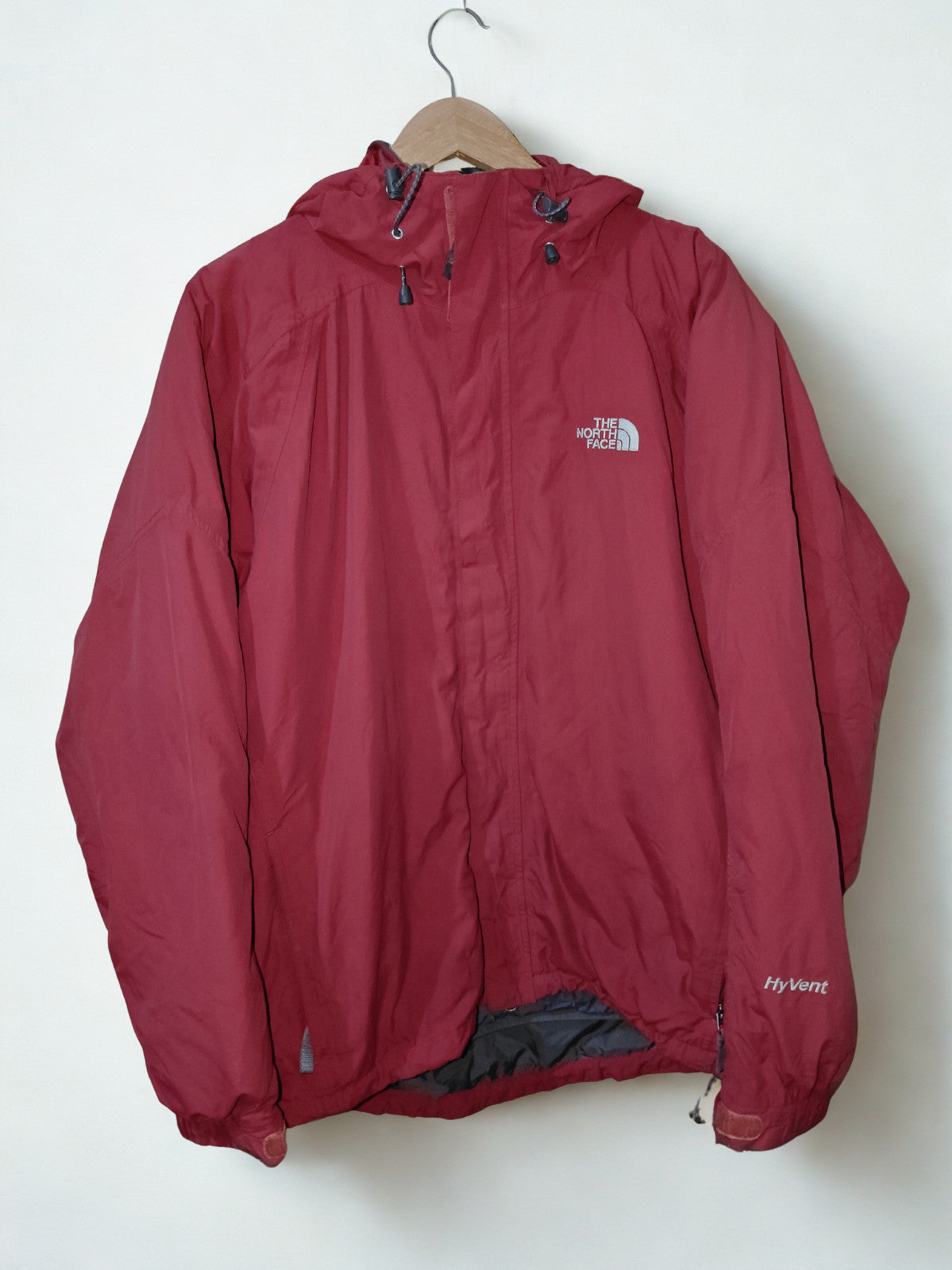 The North Face HyVent Hooded Jacket Men's Large Red Waterproof Outdoor Shell