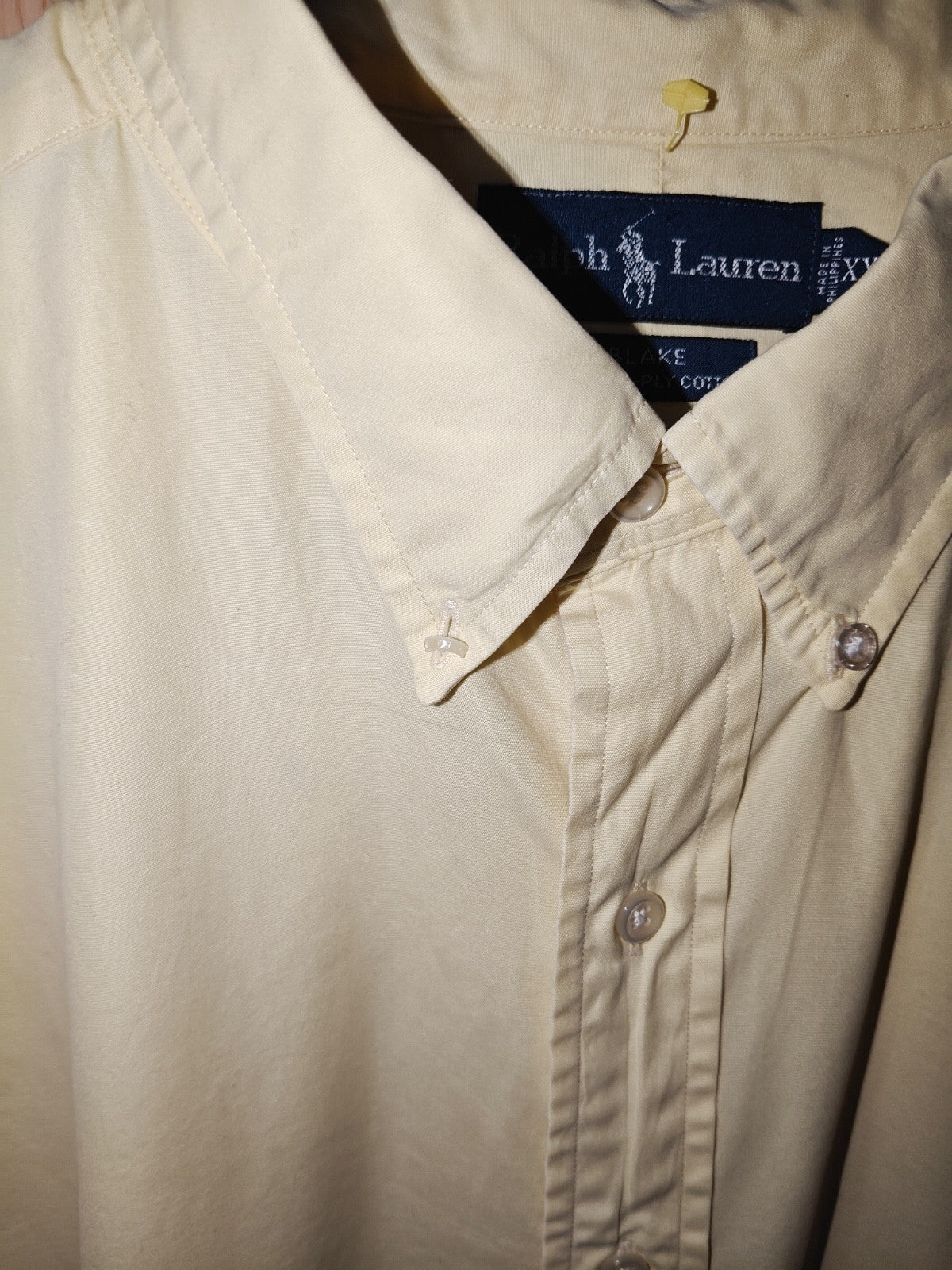 Ralph Lauren Blake Men’s XXL Yellow Button-Down Shirt 100% Cotton Long Sleeve