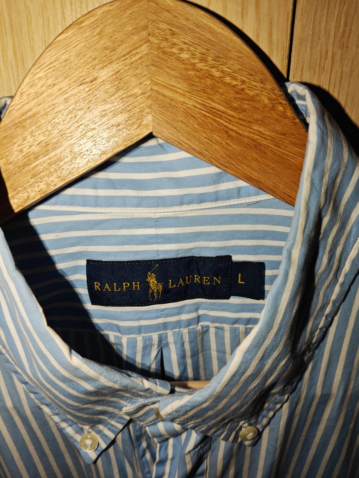 Ralph Lauren Classic Fit Blue &amp; White Striped Button-Down Shirt – Size L