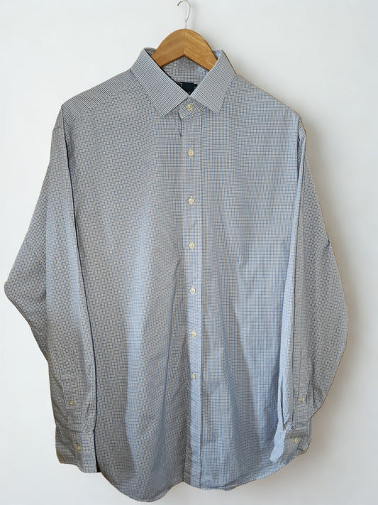 Polo Ralph Lauren Men’s Classic Fit Blue Micro-Check Shirt Size 16.5 (Approx