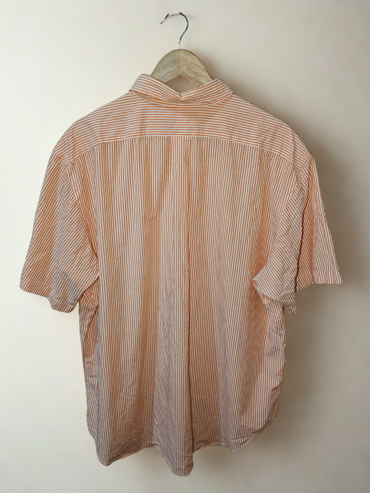 Ralph Lauren Classic Fit XXL Orange White Stripe Short Sleeve 100% Cotton Shirt