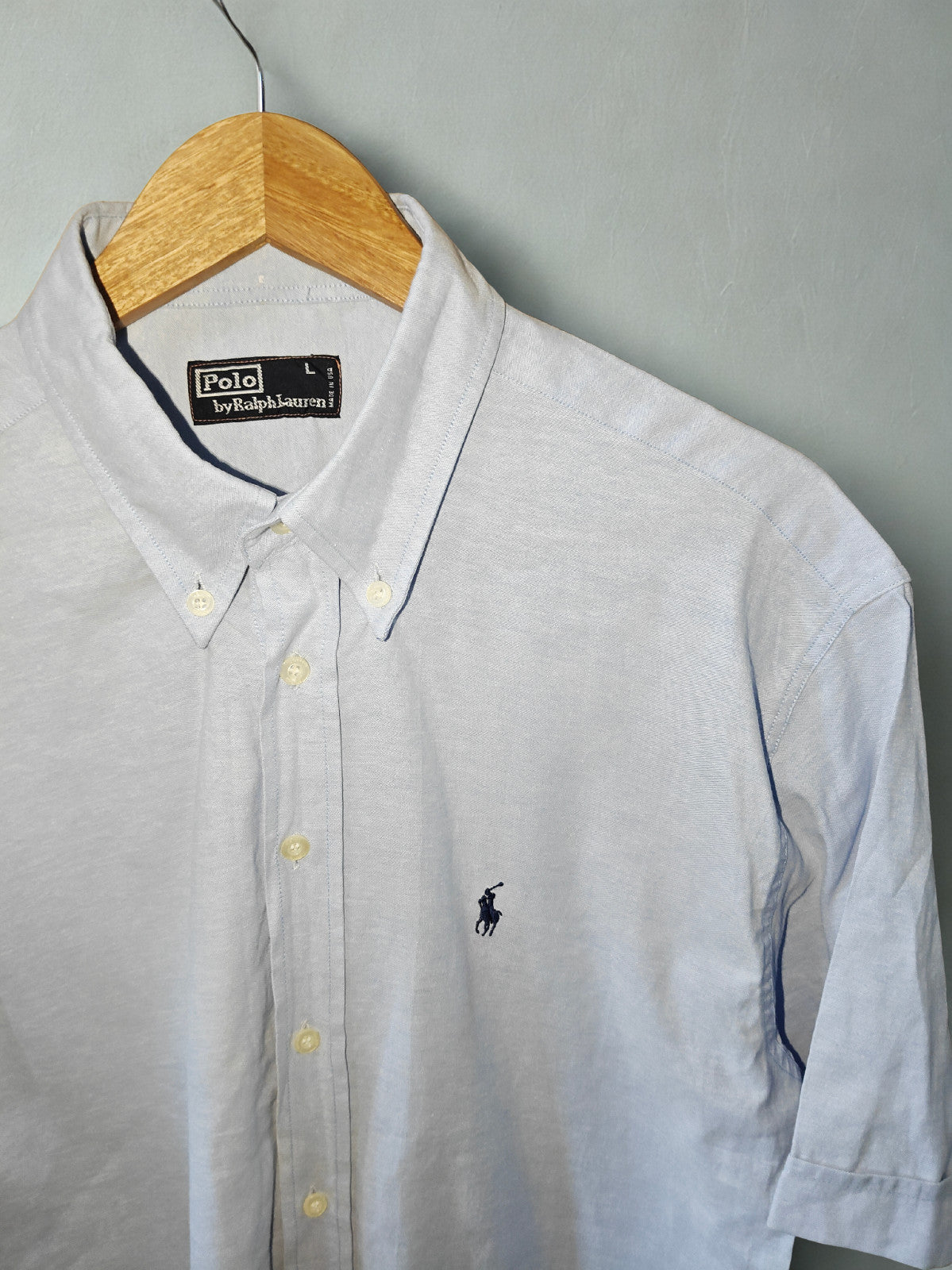 Polo Ralph Lauren Men’s Short Sleeve Button-Down Oxford Shirt Light Blue Size