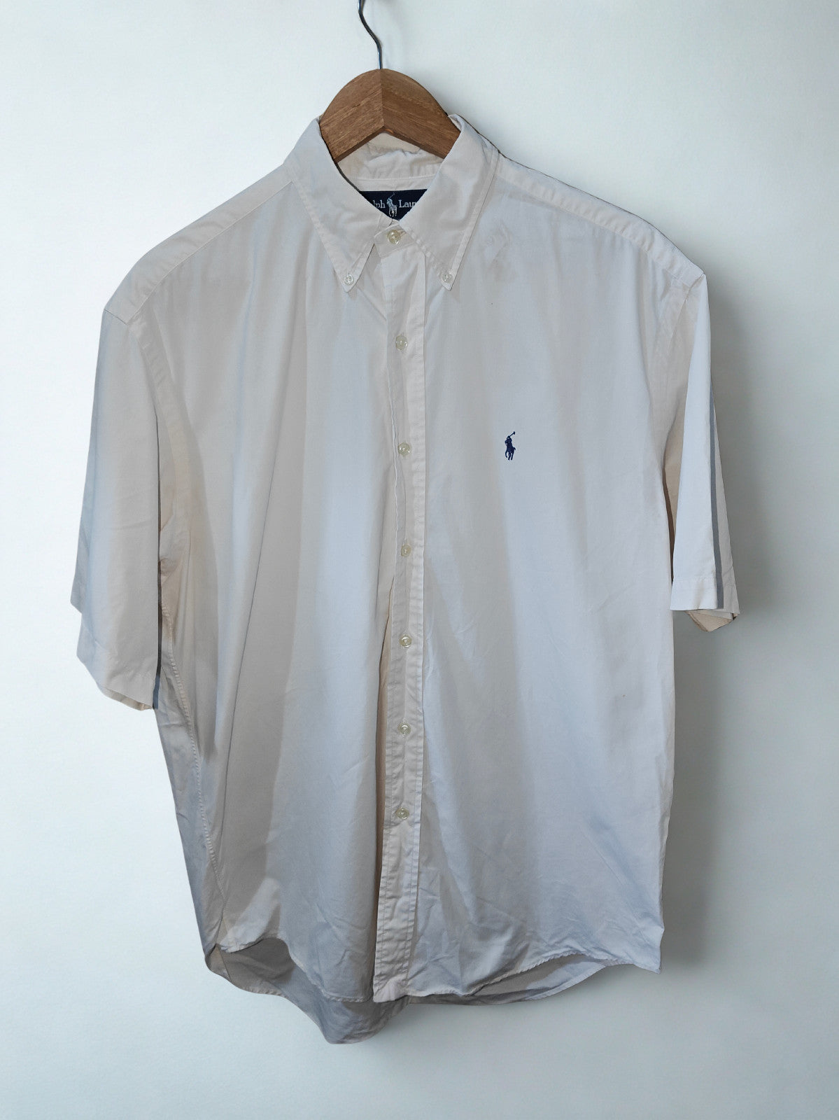 Ralph Lauren Blake Men’s Short Sleeve Button-Down Shirt White 100% Cotton Size