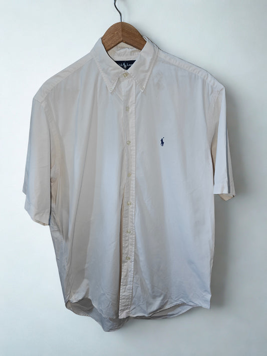 Ralph Lauren Blake Men’s Short Sleeve Button-Down Shirt White 100% Cotton Size