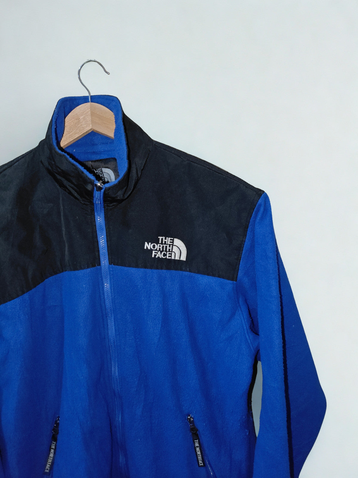 The North Face Blue &amp; Black Fleece Jacket Men's Large Vintage Full Zip GORE-TEX