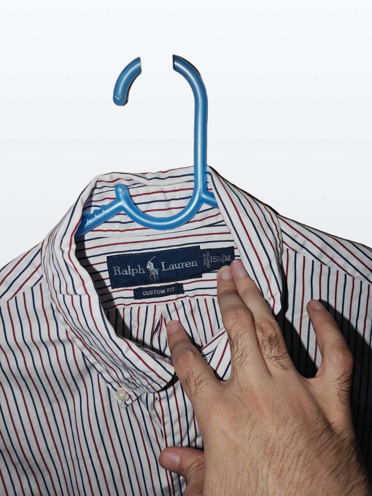 Ralph Lauren Men’s Shirt Custom Fit Striped Red Blue White Size M 15.5